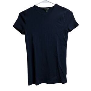 Lauren Ralph Lauren Cotton Crew Neck Slim Fitting T-Shirt Navy Blue Medium